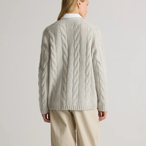 Quince Baby Cashmere Cable Cardigan Pearled Ivory Luxury Minimalist Neutral - Picture 5 of 10